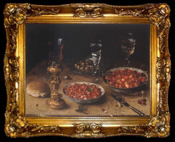 framed  Osias Beert Museum national style life with cherries and strawberries in Chinese china shot els, ta009-2